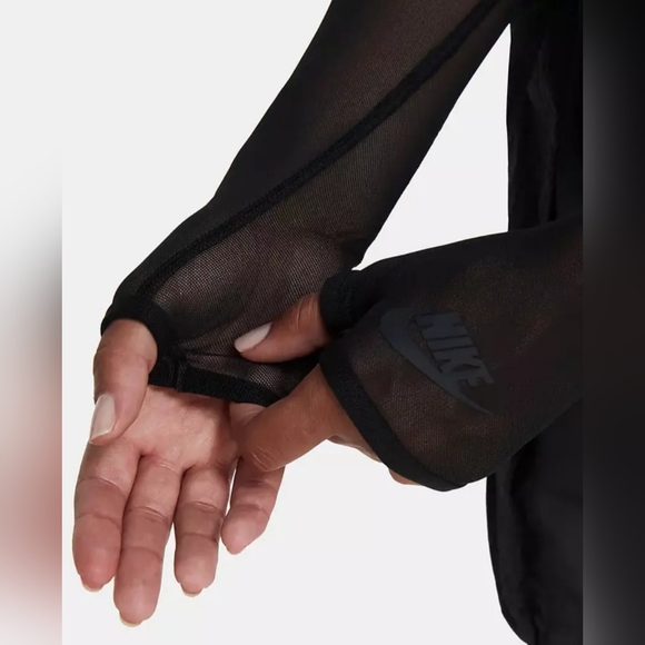 NWT Nike Sportswear Icon Clash Mesh Net Sheer See-through Bodysuit Black Small - Picture 5 of 16